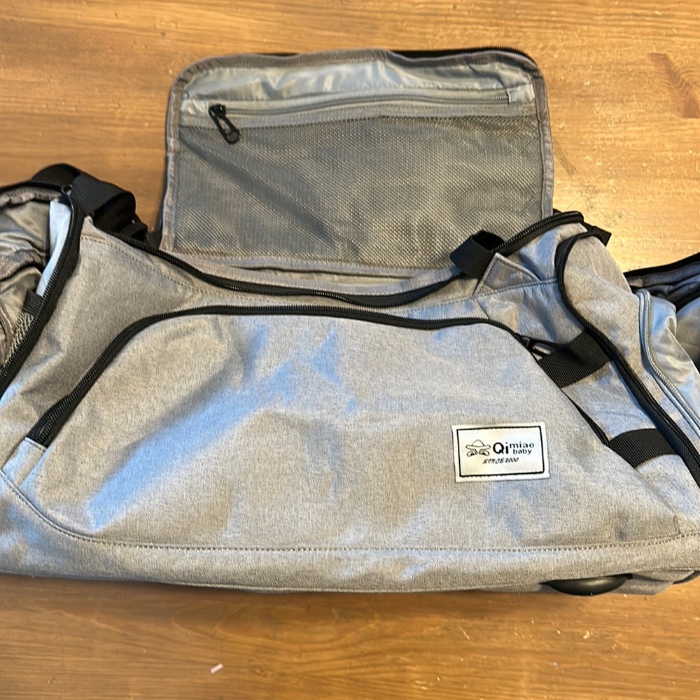 Grey duffel bag